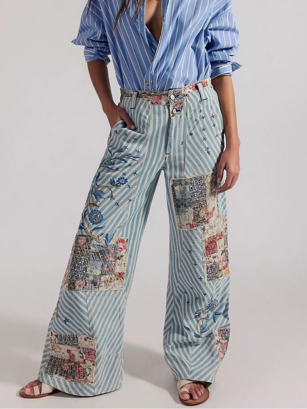NWT Free People Runyon Patched Craft Pants in West Ridge! Size 2 Oversized